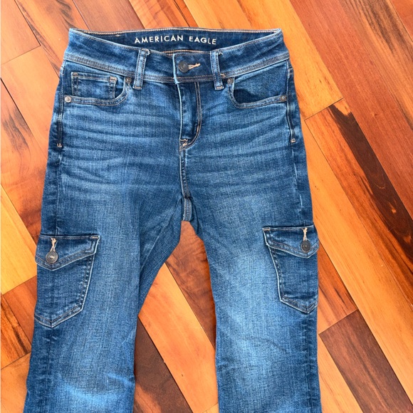 American Eagle Outfitters Women's Dark Blue Flare Jeans - Picture 2 of 5